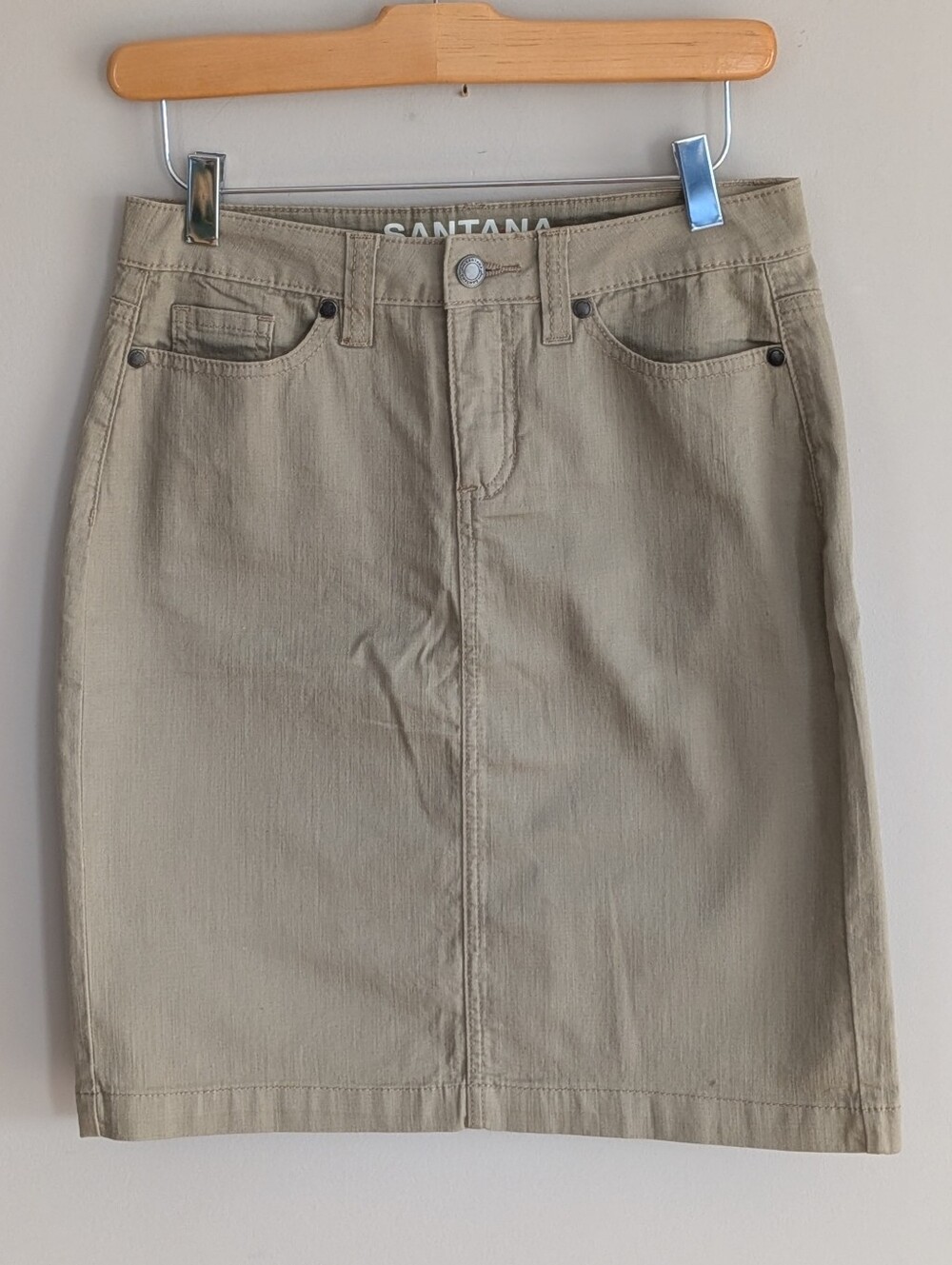 Santana Jeans denim skirt size 6 khaki colour